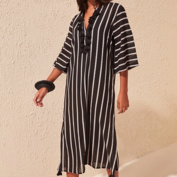 Black and White Striped Swim Coverup - Picture 4 of 14